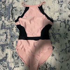 Elegant Pink and Black Women's ballet leotard